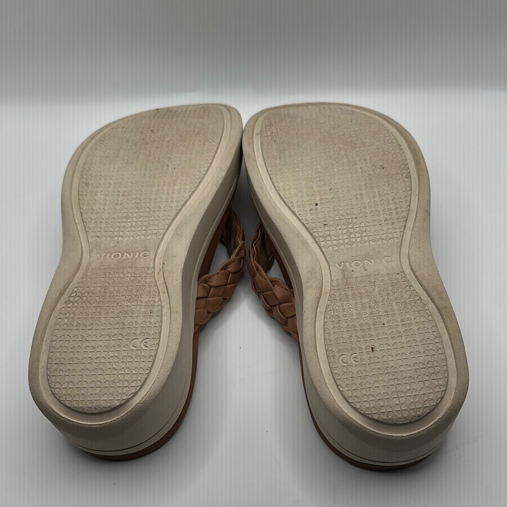 Vionic Sz 8 1/2  Kenji Tan Braided Platfirm Sandals Comfort Style - Picture 8 of 9
